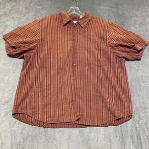 Elisabeth by Liz Claiborne Shirt Women 18 Reddish Brown Striped Cotton Button Up